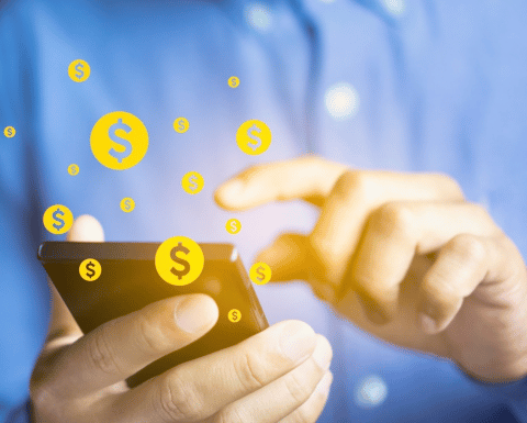 Person using their phone to make a payment